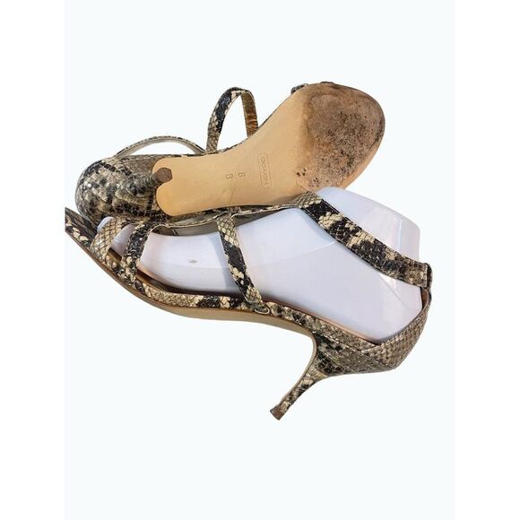 Coach Hayden Leather Strappy Python print Leather Sandals size 8 B - Picture 4 of 7